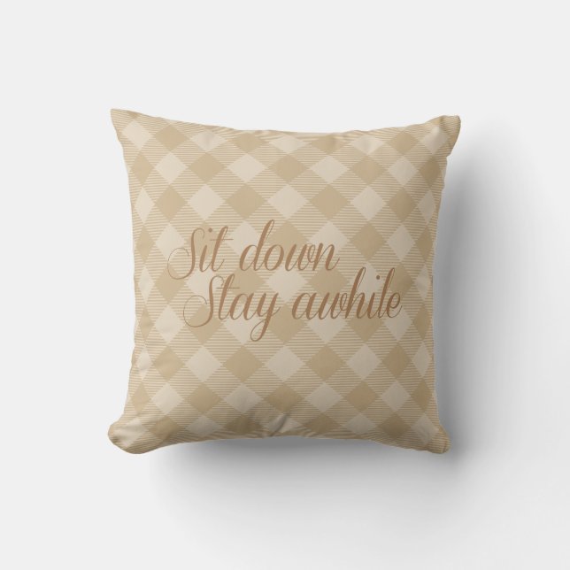 Coussin Carreau - asseyez-vous et restez pendant quelque (Recto)