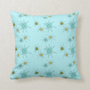 Coussin Carreau atomique bleu de Starbursts des oeufs de