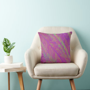 Coussin Carreau au néon pourpre de paumes