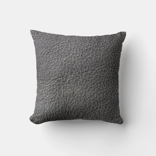 Coussin Carreau avec simili cuir gris-foncé (Recto)