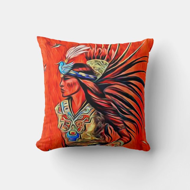 Coussin Carreau aztèque de Natif américain de danseur (Recto)