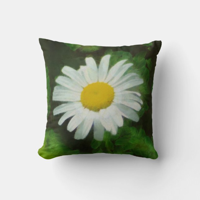 Coussin Carreau blanc de marguerite d'été (Recto)