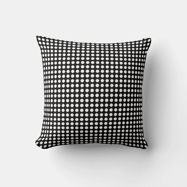 Coussin Carreau blanc et noir de point de polka (Recto)