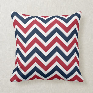 Coussin Carreau bleu blanc rouge de zigzag nautique