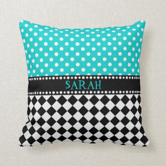 Coussin Carreau bleu de damier de point