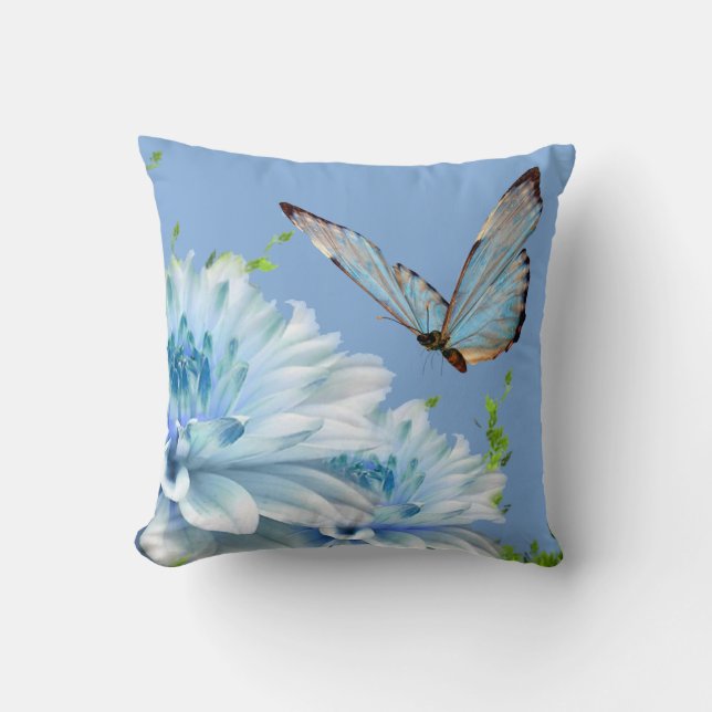 Coussin Carreau bleu de papillon (Recto)