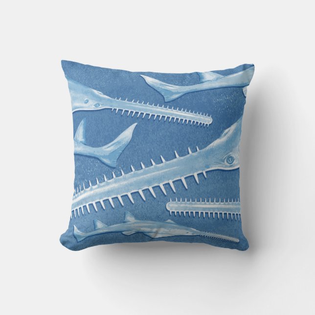 Coussin Carreau bleu de Sawfish de Smalltooth (Recto)