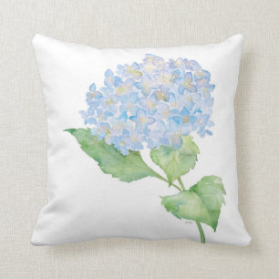 Coussin Carreau bleu d'hortensia d'aquarelle