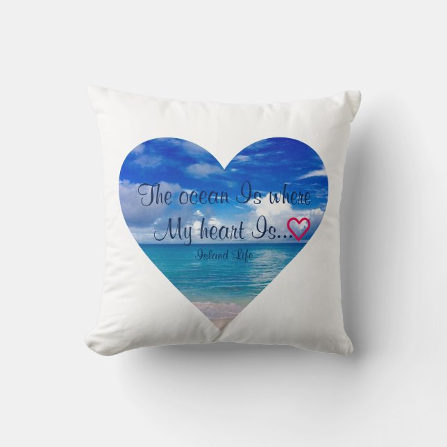 Coussin Carreau bleu du coeur | de l'océan | (Recto)