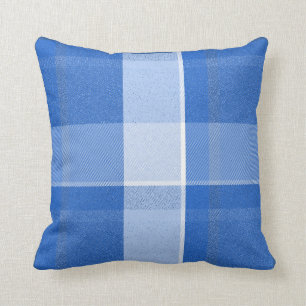 Coussin Carreau bleu et blanc de plaid