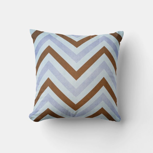 Coussin Carreau bleu et Brown de Chevron (Recto)