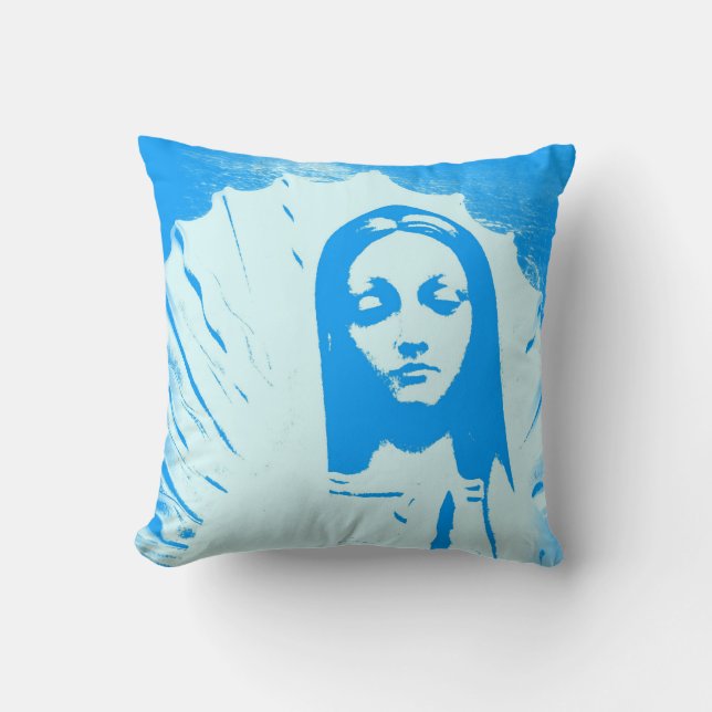 Coussin Carreau bleu marial 16" de polyester x 16" (Recto)