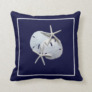 Coussin Carreau bleu nautique du dollar de sable d'étoile