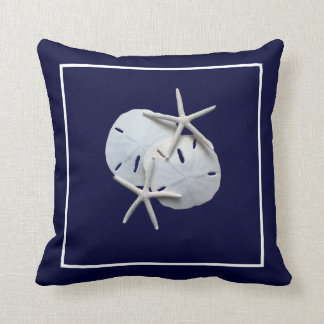 Coussin Carreau bleu nautique du dollar de sable d'étoiles