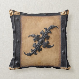 Coussin Carreau bronzage noir et brun de Steampunk