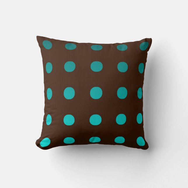 Coussin Carreau Brown avec des points de turquoise (Recto)