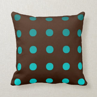 Coussin Carreau Brown avec des points de turquoise
