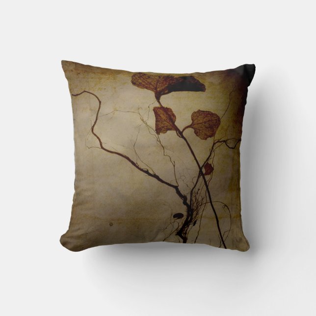 Coussin Carreau Brown de racine de feuille de cru (Recto)