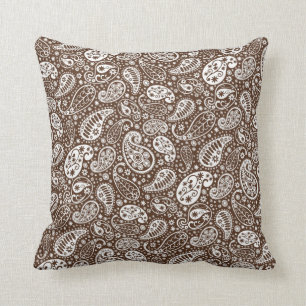 Coussin Carreau Brown et blanc de Paisley