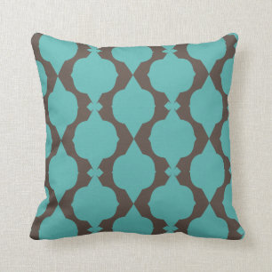 Coussin Carreau Brown et turquoise de motif marocain