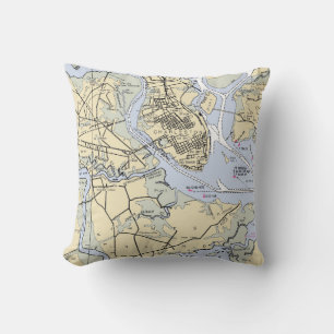 Coussin Carreau - Charleston, diagramme nautique de Sc