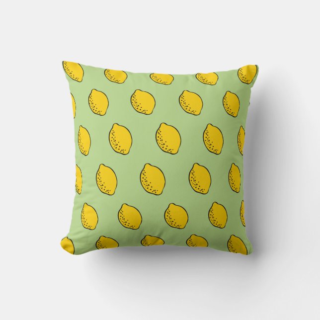 Coussin Carreau : citrons d'art de bruit de jaune et de (Recto)