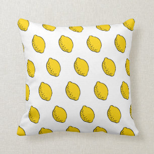 Coussin Carreau : citrons jaunes et blancs d'art de bruit