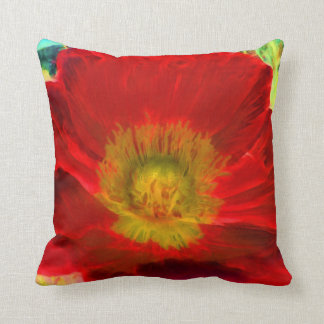 Coussin Carreau coloré lumineux au néon de fleur de pavot