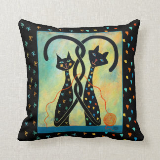 Coussin Carreau commandé 16" de chats noirs de chaos x 16"