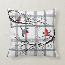 Carreau confortable d'oiseaux d'hiver de cottage