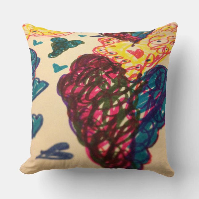 Coussin Carreau, couleurs lumineuses, amusement, (Recto)