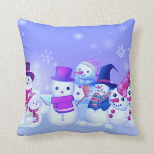 Coussin Carreau d'amis de bonhomme de neige
