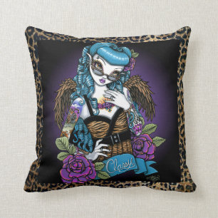 Coussin Carreau d'ange de tatouage de bébé de rockabilly