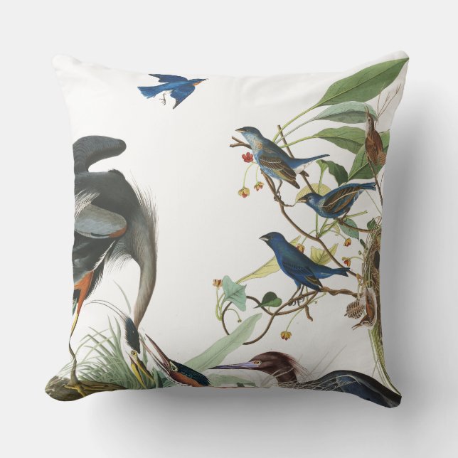 Coussin Carreau d'animal de faune d'oiseau de héron (Recto)