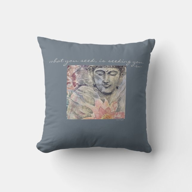 Coussin Carreau d'art d'aquarelle de Bouddha de citation (Recto)