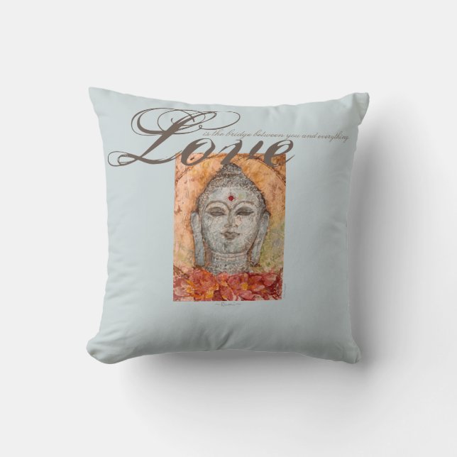 Coussin Carreau d'art d'aquarelle de Bouddha de citation (Recto)
