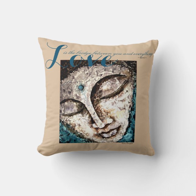 Coussin Carreau d'art d'aquarelle de Bouddha de citation (Recto)