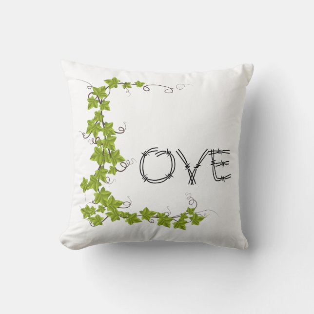 Coussin Carreau de blanc de vert de lierre d'amour (Recto)