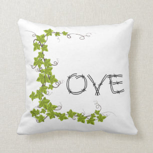 Coussin Carreau de blanc de vert de lierre d'amour