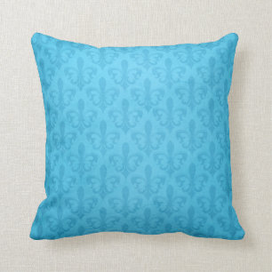 Coussin Carreau de bleu de damassé de Fleur de lis
