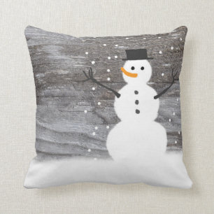 Coussin Carreau de bonhommes de neige de danse de Noël