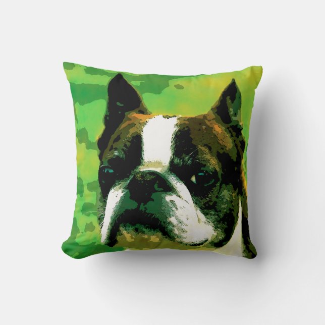 Coussin Carreau de Boston Terrier (Recto)