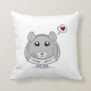 Coussin Carreau de bulle de pensée d'amour de chinchilla