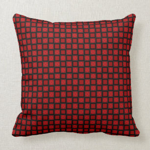 Coussin Carreau de carrés rouges et noirs