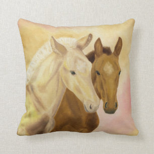Coussin Carreau de cheval de deux poulains