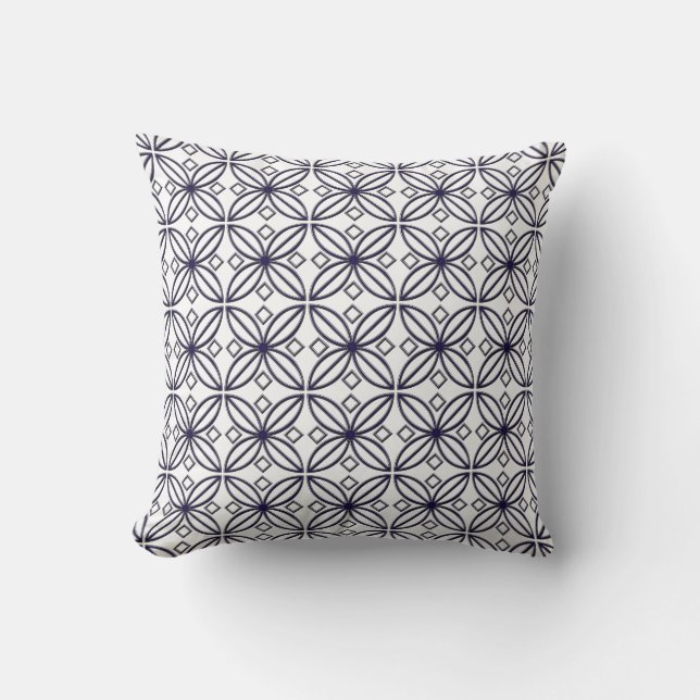 Coussin Carreau de conception de fleur d'étoile de bleu et (Recto)