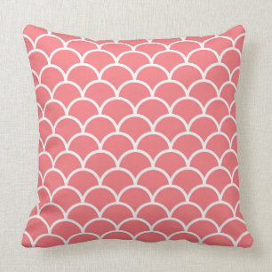 Coussin Carreau de corail avec les festons blancs