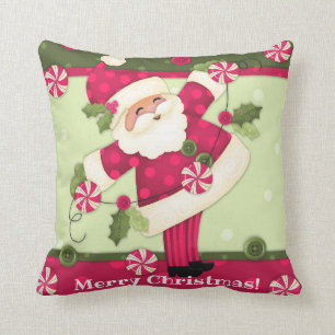 Coussin Carreau de coutume de Père Noël de menthe poivrée