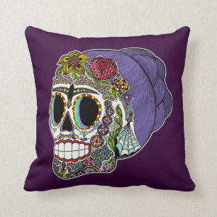 Coussin Carreau de crâne de sucre de Catrina