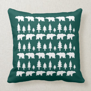 Coussin Carreau de cru de Noël d'OURS BLANCS et d'ARBRES